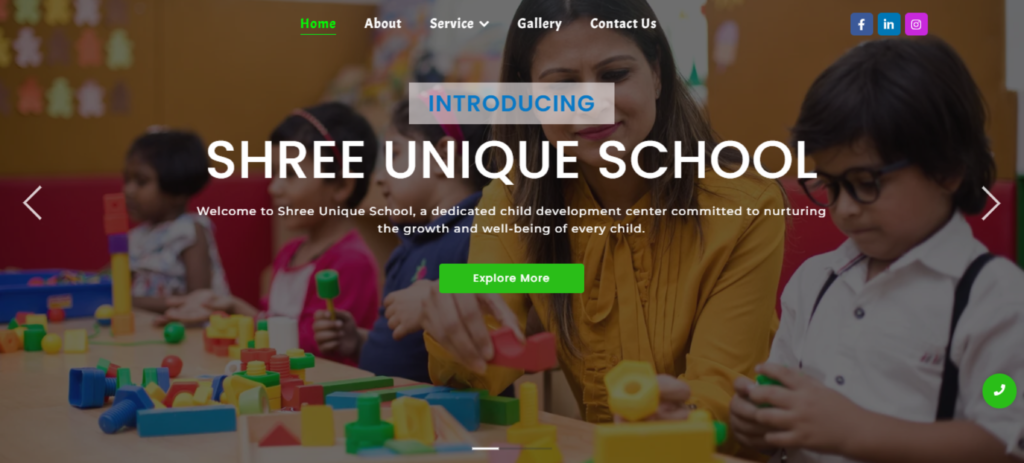 Unique School Example Shree Unique School - Aarvi WebTech Solutions
